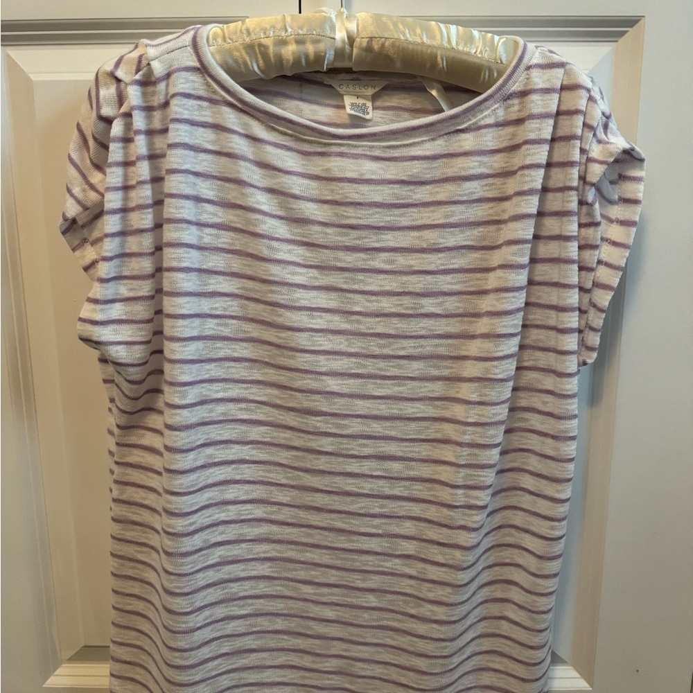 Cute White and Purple Striped Tee